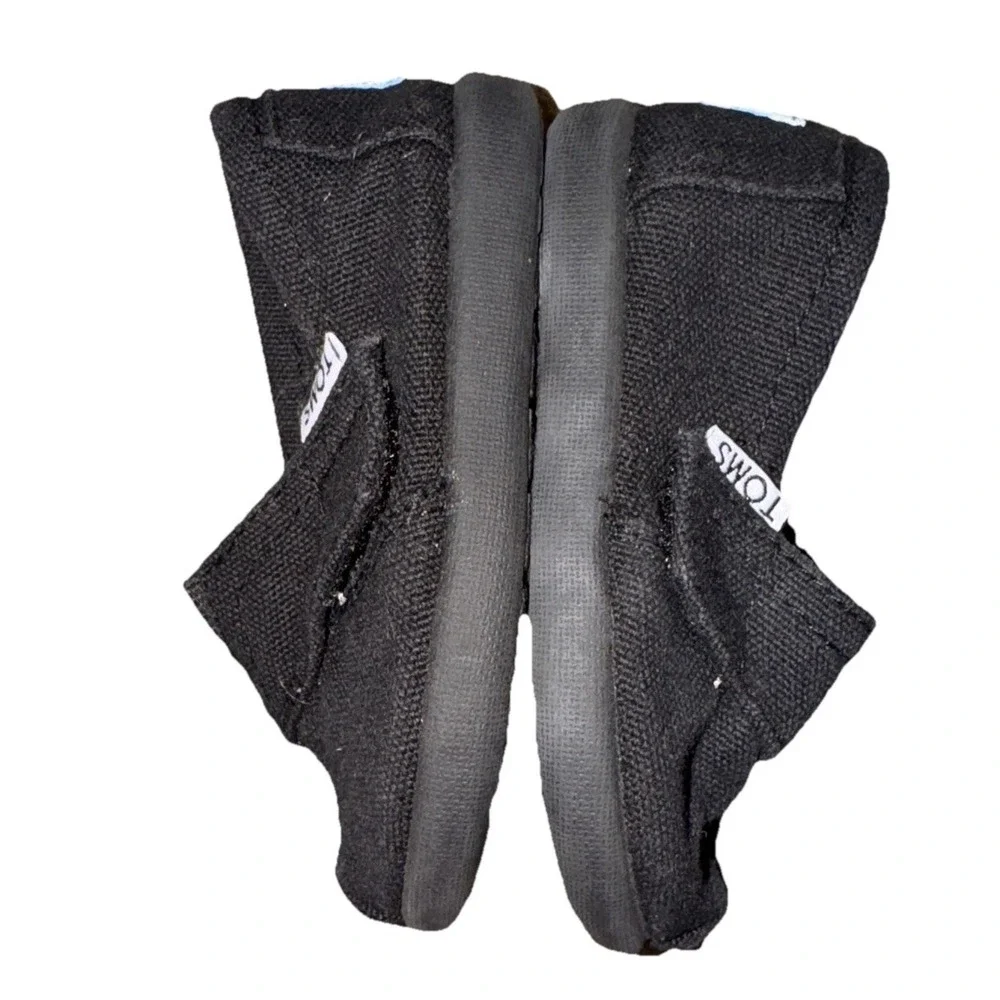 TOMS Black‎ Canvas Baby Shoes Size T4 Toddler 4 Girls